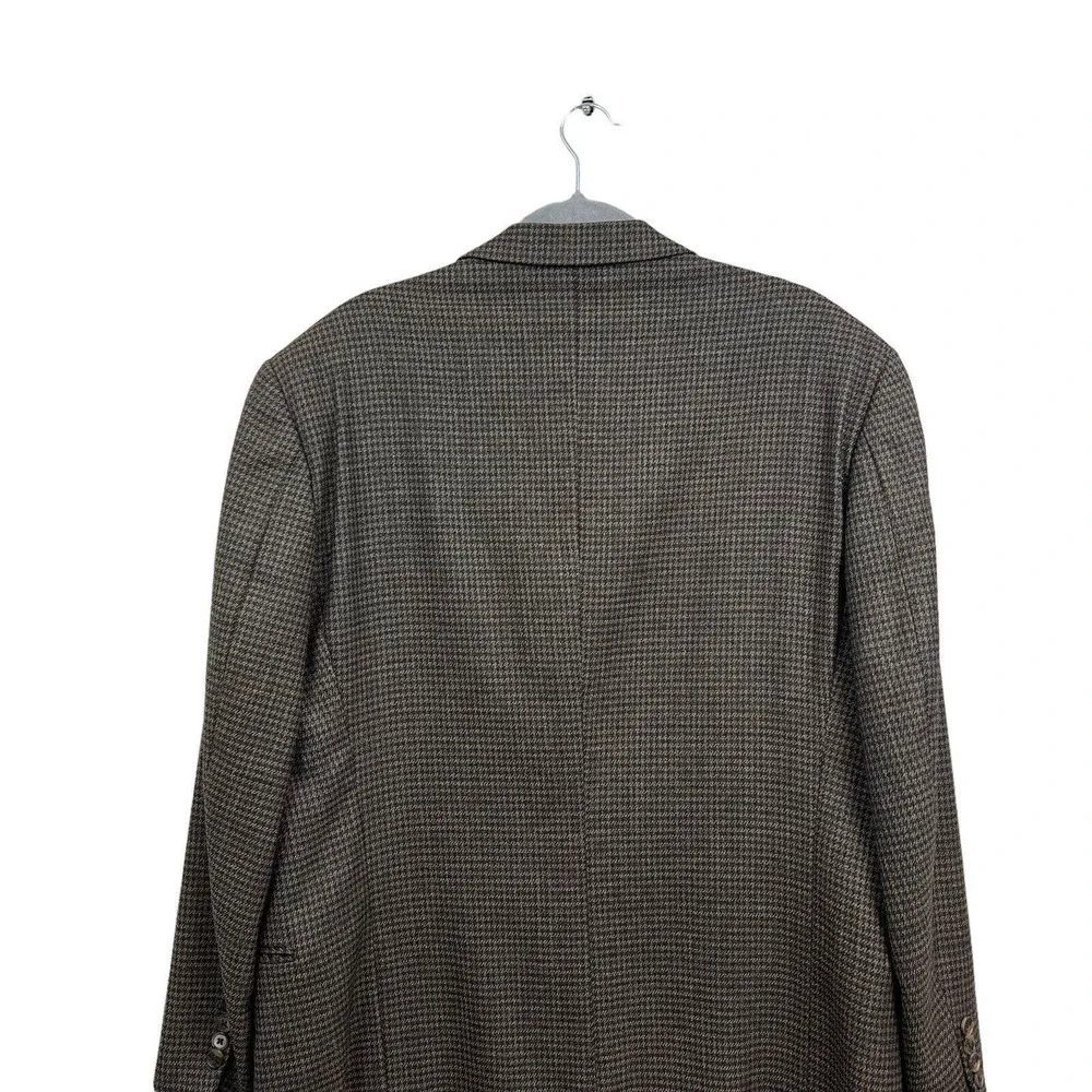 Joseph Abboud‎ Sport Coat Jacket Wool Houndstooth Three Button Brown Men Sz 44R